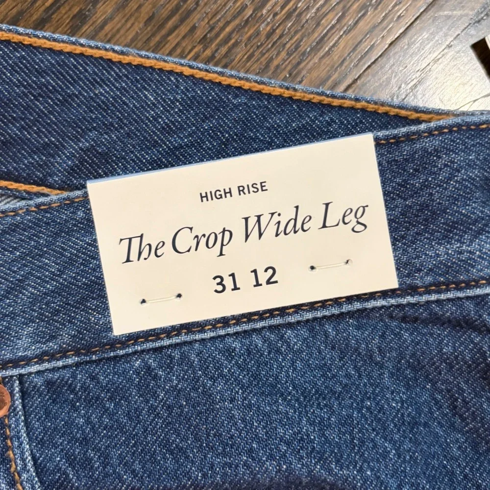 Abercrombie & Fitch Wide Leg Jeans Women‎ 31 12 Blue High Rise Crop Denim 35x26